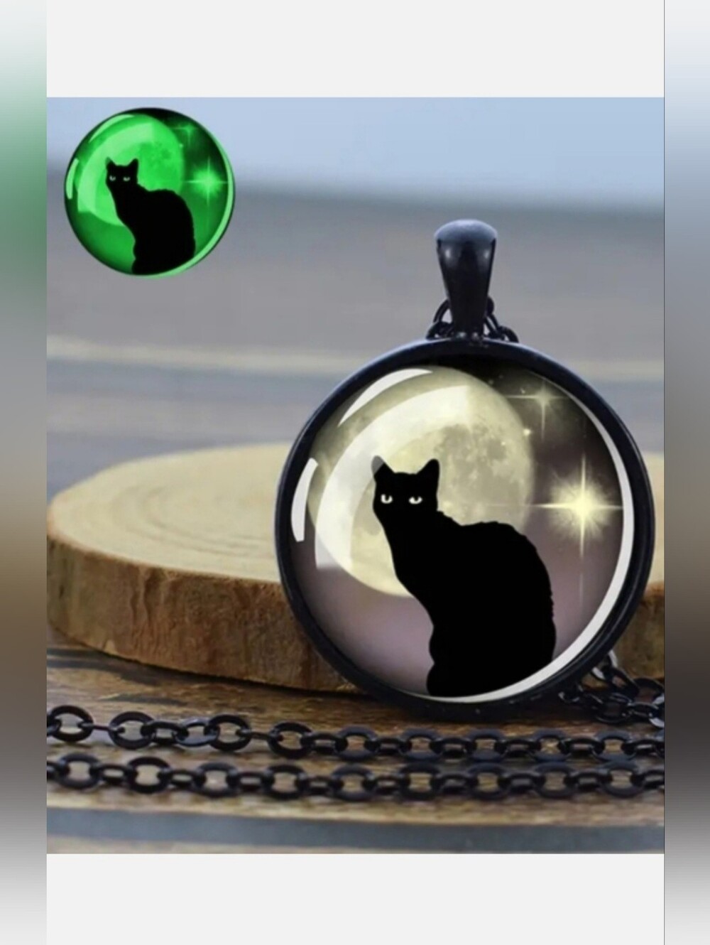 Beautiful Luminescent Black Cat 🐈‍⬛ Necklace Glows in the Dark L👀K